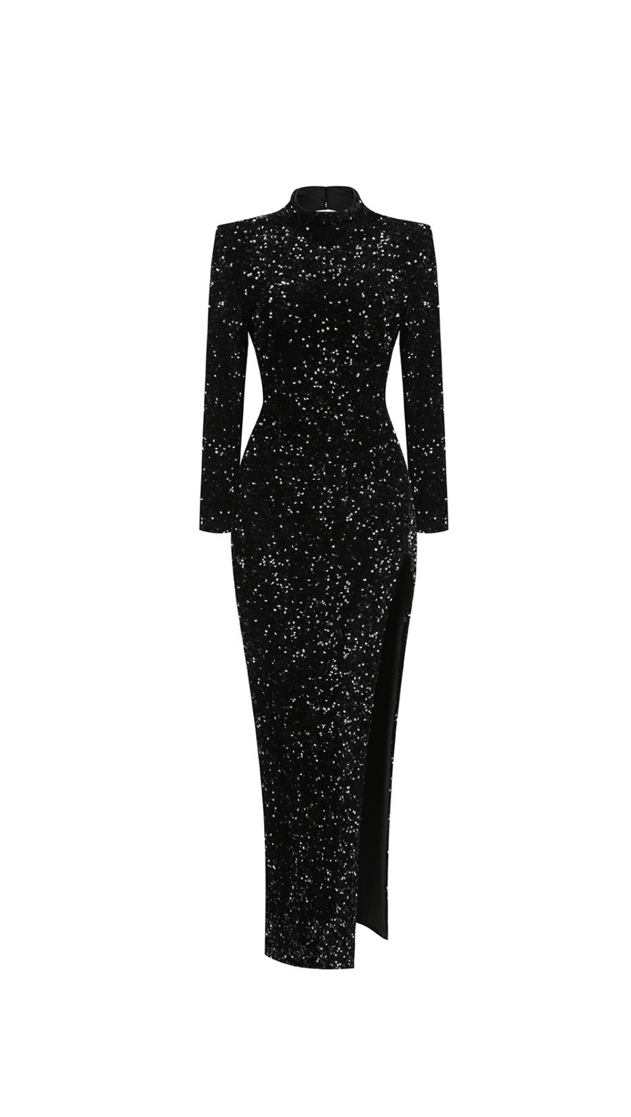 SEQUIN EMBELLISHMENTS SLIT MAXI DRESS
