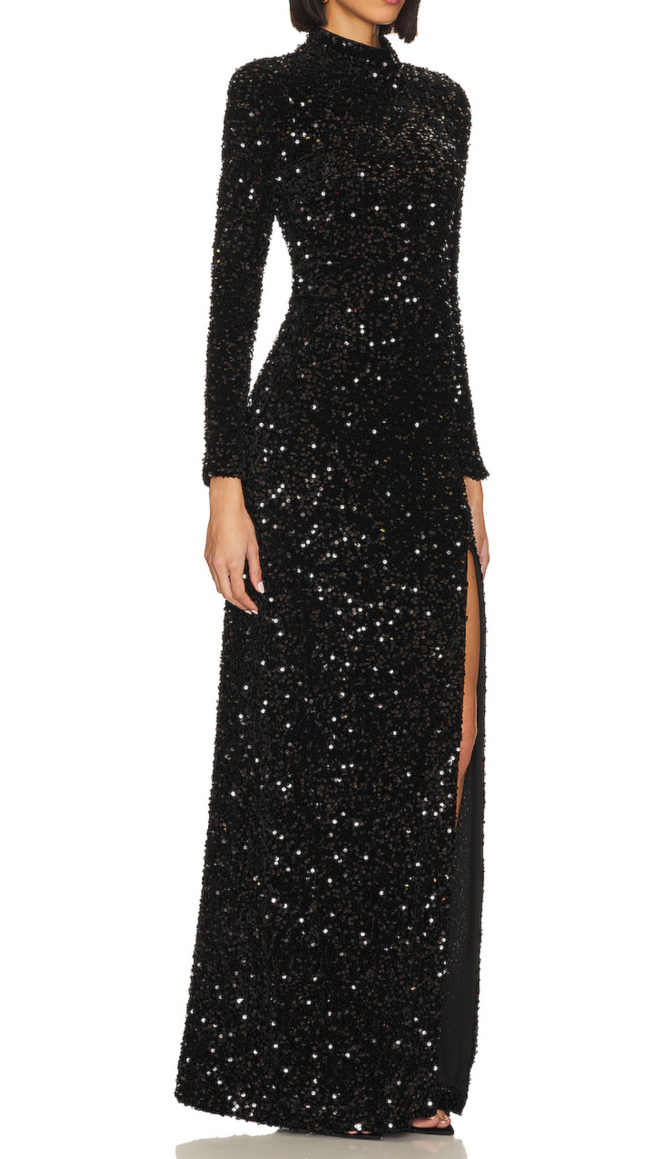 SEQUIN EMBELLISHMENTS SLIT MAXI DRESS
