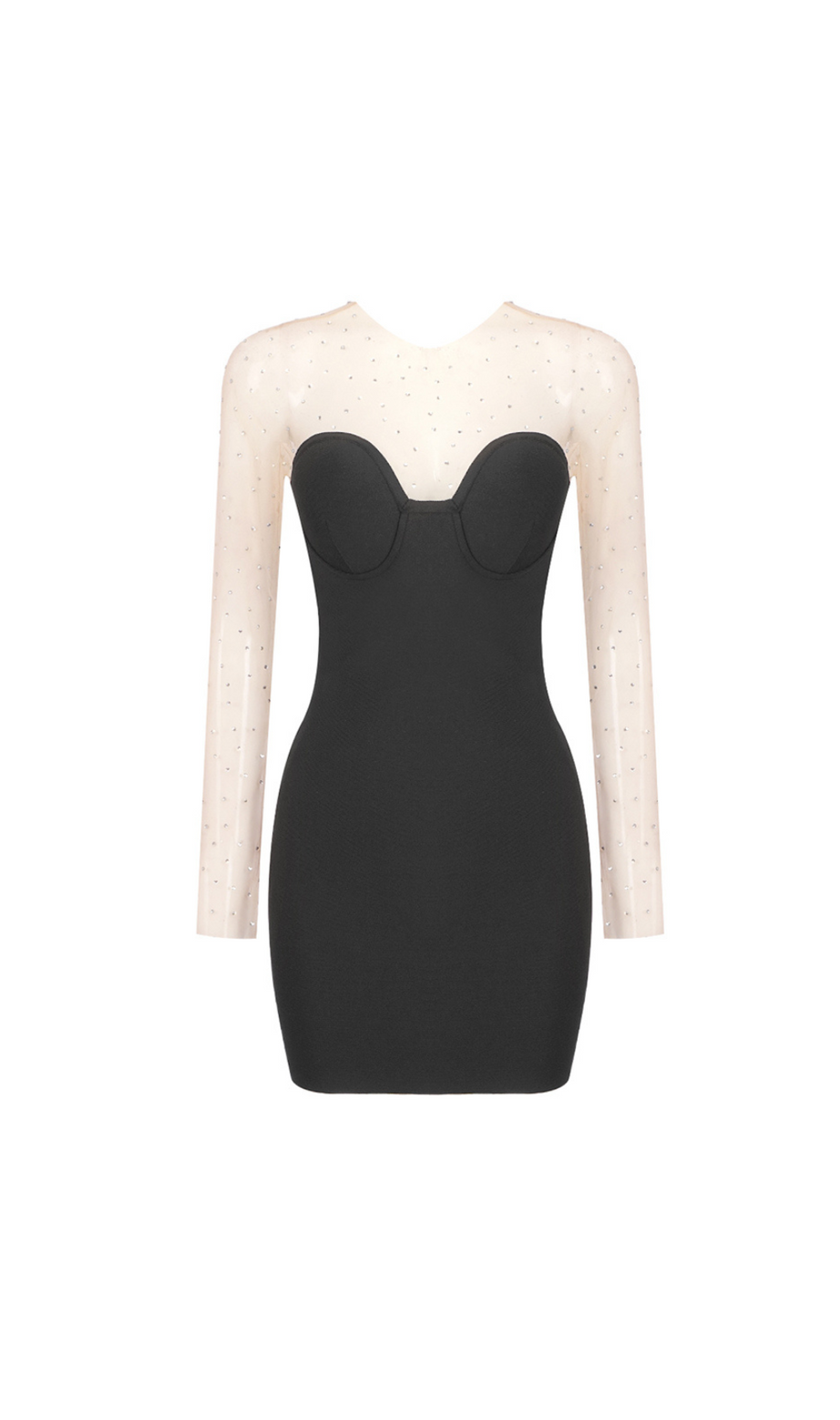 LANGARM KLEID AUS KRISTALLNETZ SCHWARZ 
