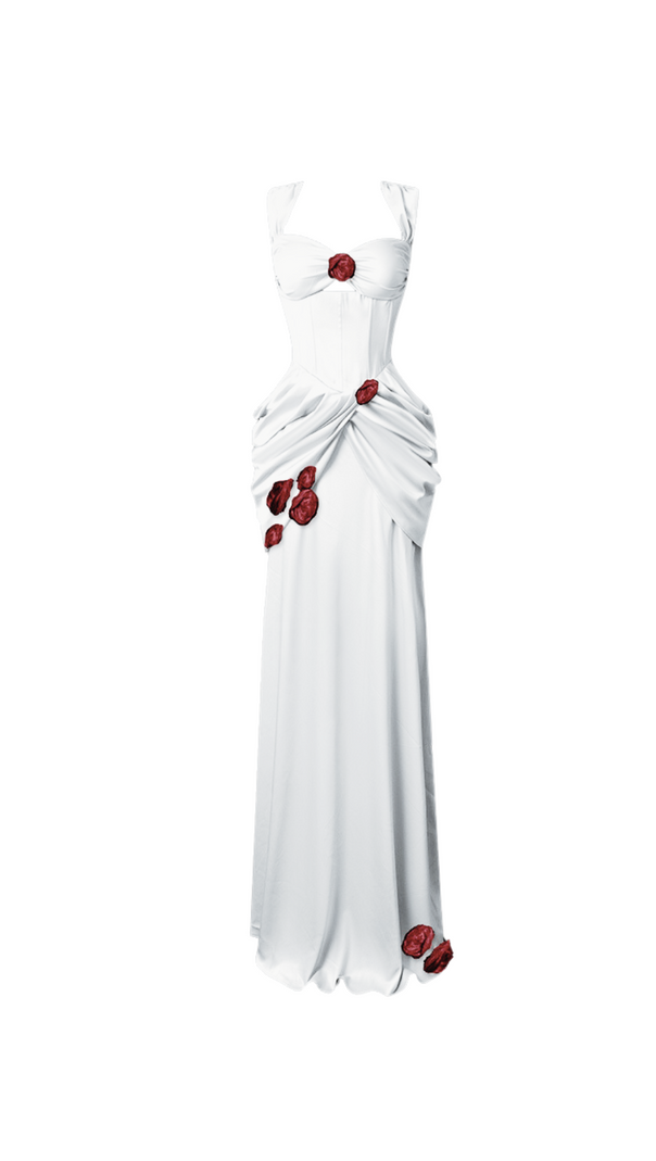 AIIZIE ROSE FLOWER SUSPENDER PLEATED MAXI DRESS - product image