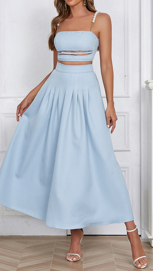AIIZIE PEARLS CHAIN LINKED CAMI TOP SKIRT - product image