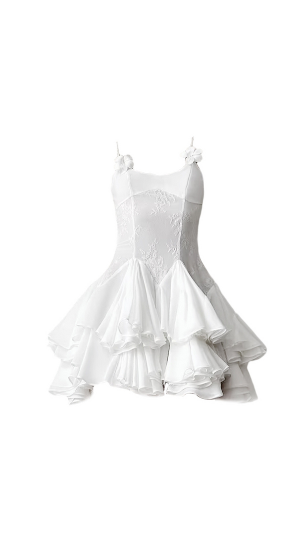 AIIZIE SPAGHETTI STRAPS RUFFLE MINI DRESS - product image