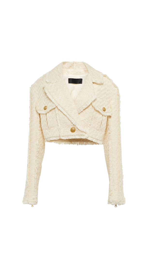 AIIZIE TWEED CROPPED JACKET WITH PLATED IN LVORY - product image
