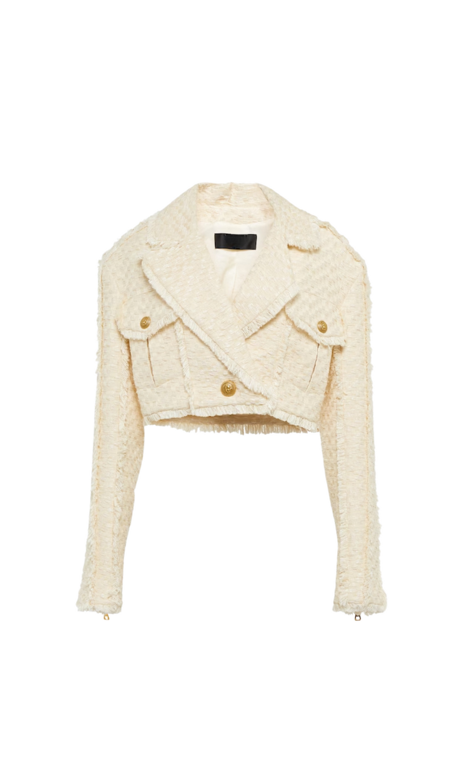 GIACCA CORTA IN TWEED CON PLACCATURA IN LVORY