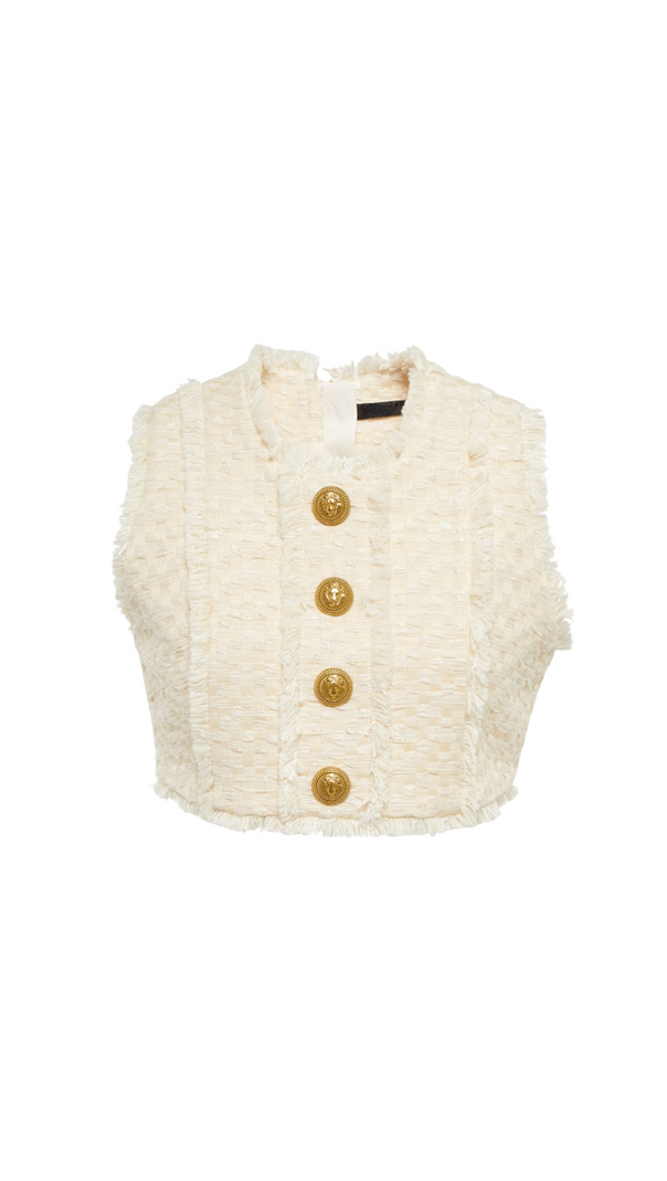 AIIZIE TWEED CROPPED JACKET WITH PLATED IN LVORY - product image
