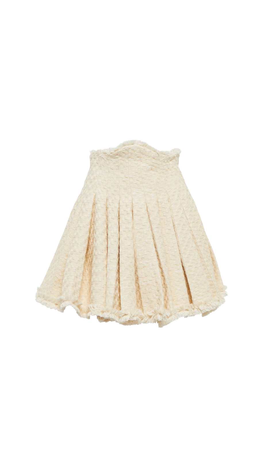 GONNA CORTA IN TWEED CON PLACCATURA IN LVORY