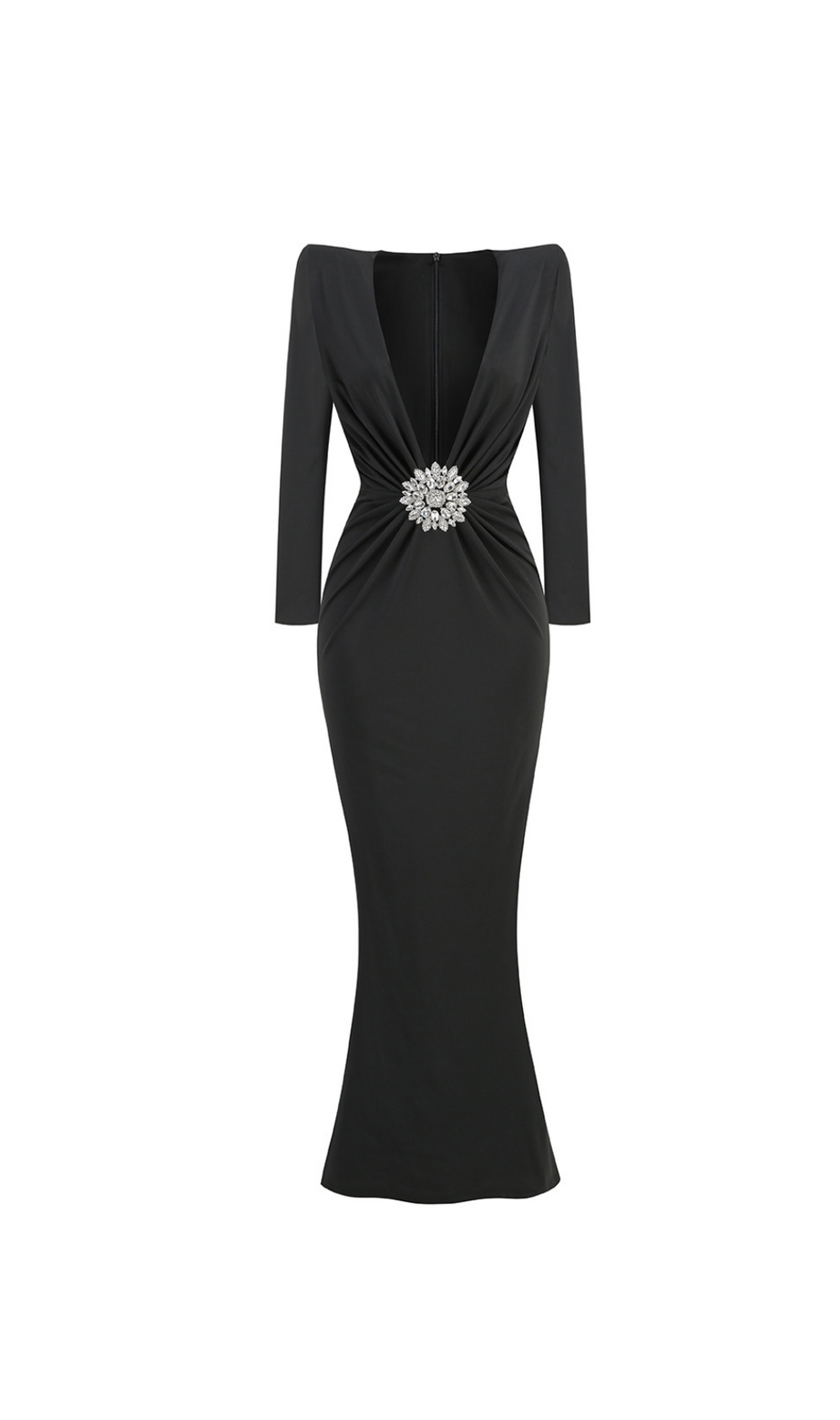 Maxikleid aus Crêpe mit Blumenmuster in Schwarz 