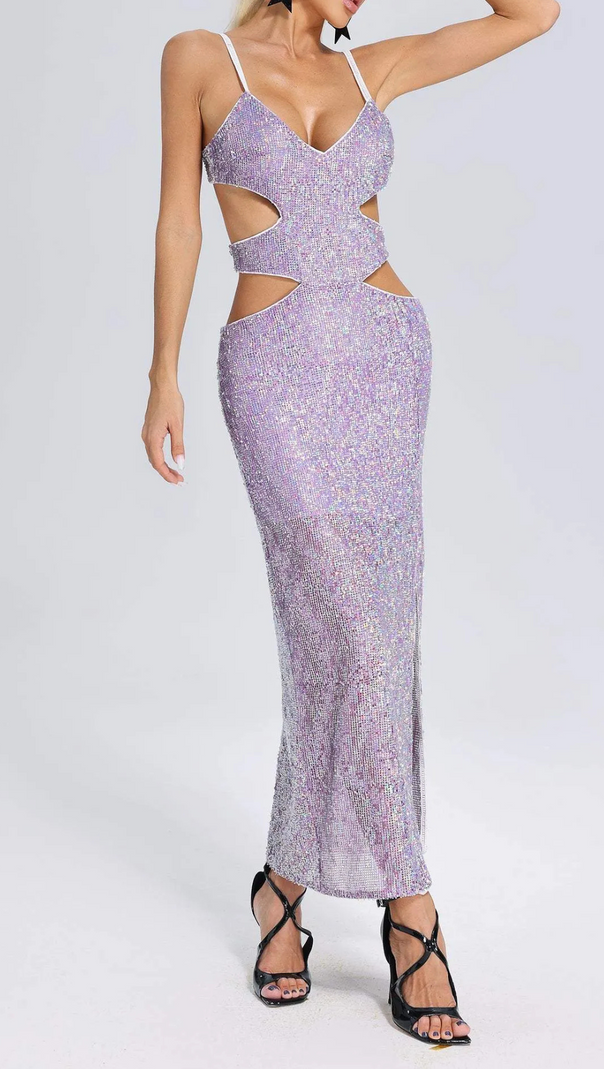 AIIZIE CUT OUT SEQUIN MIDI DRESS - product image