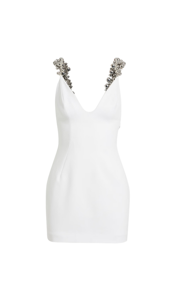 AIIZIE EMBELLISHED CADY MINI DRESS IN WHITE - product image