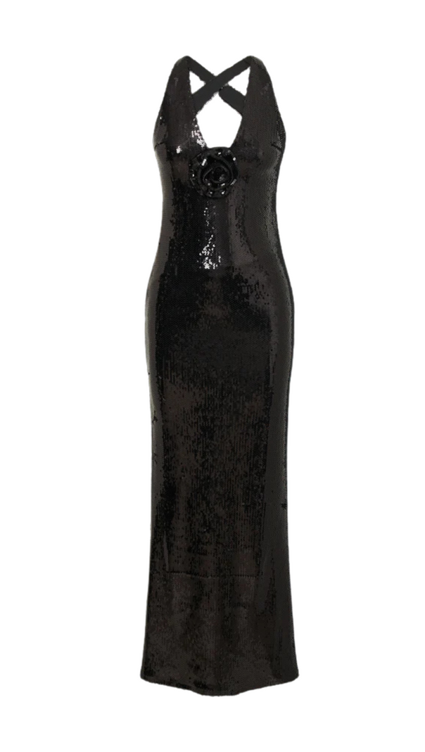 AIIZIE ROSE SEQUIN MAXI DRESS IN BLACK - product image