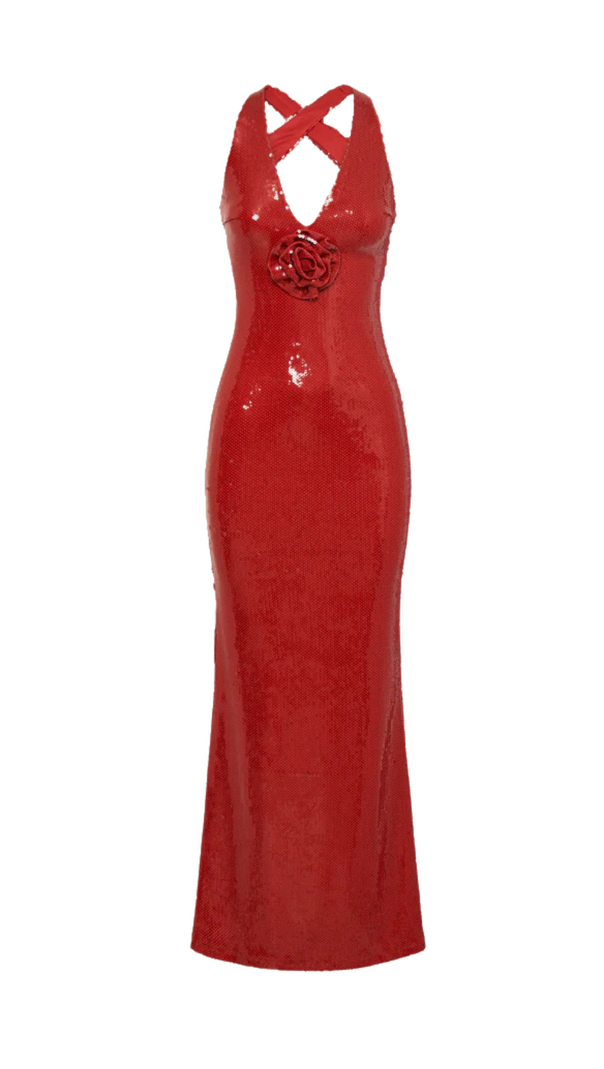 AIIZIE ROSE SEQUIN MAXI DRESS IN RED - product image