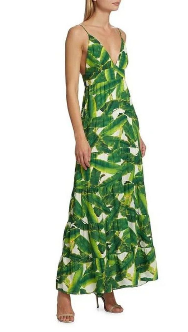 AIIZIE LEAF-PRINT STRAP MAXI DRESS - product image