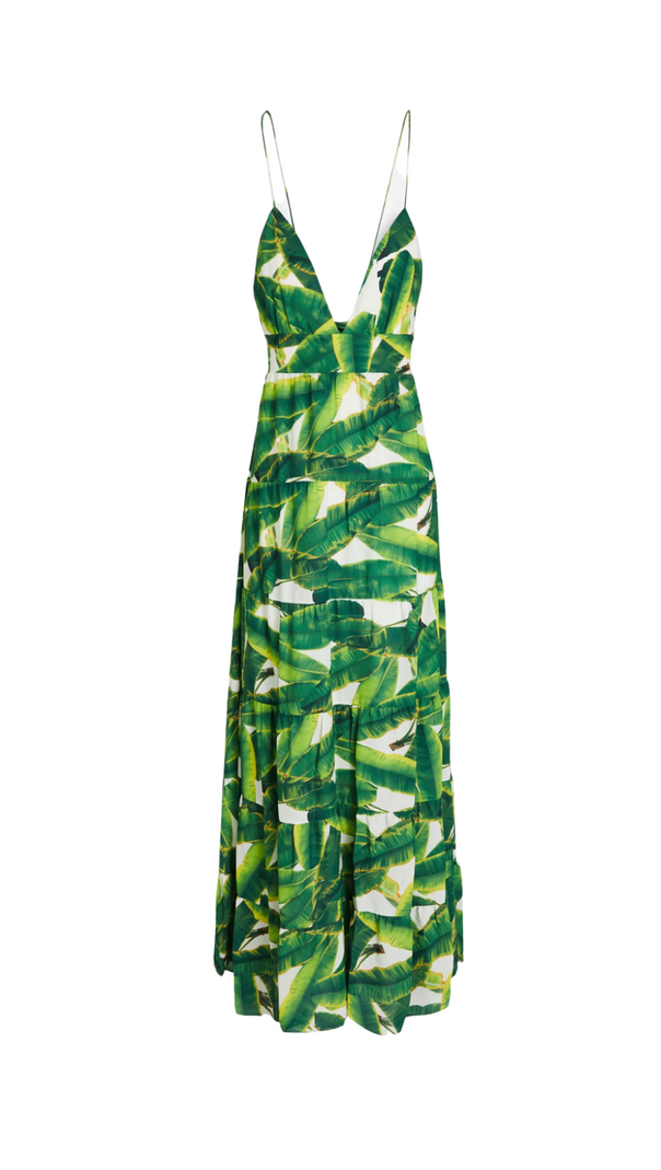 AIIZIE LEAF-PRINT STRAP MAXI DRESS - product image