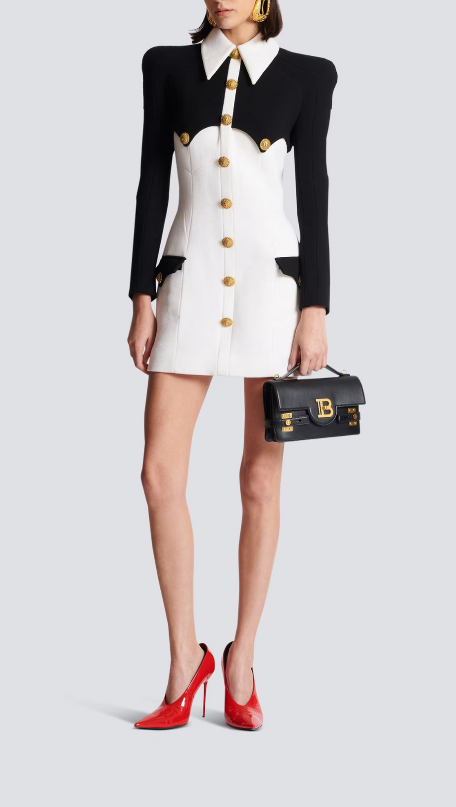 SHORT BUTTONED CREPE DRESS