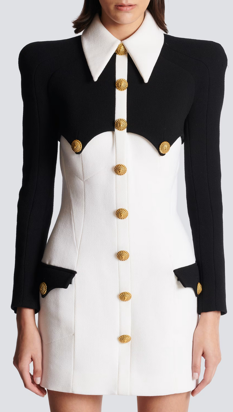 SHORT BUTTONED CREPE DRESS