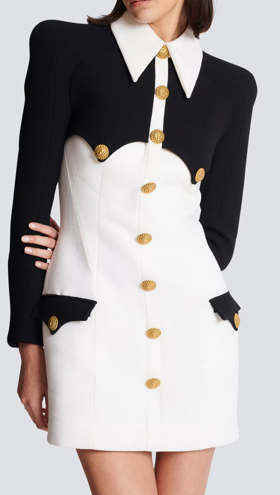 SHORT BUTTONED CREPE DRESS