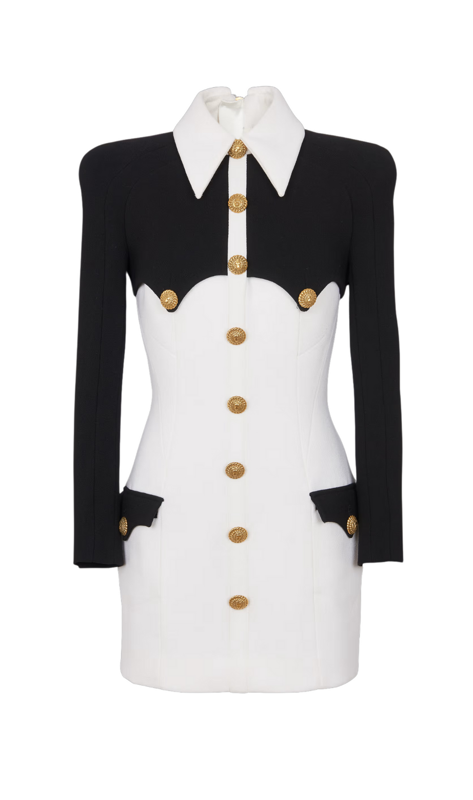 SHORT BUTTONED CREPE DRESS