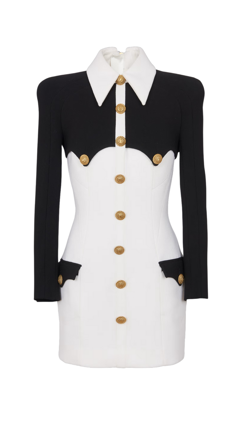 SHORT BUTTONED CREPE DRESS