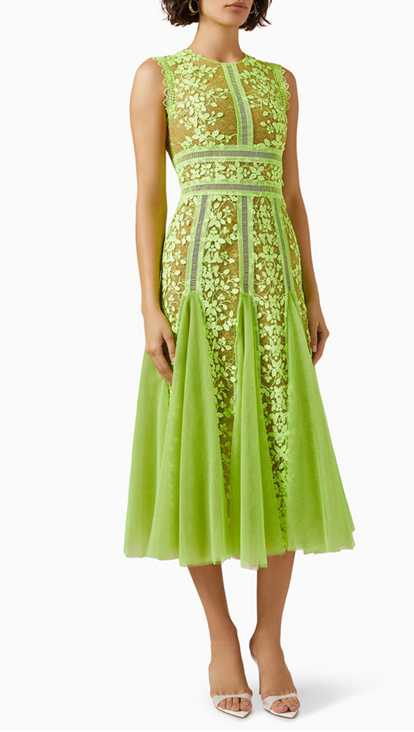 AIIZIE HEATHER EMBROIDERED LACE MIDI DRESS - product image