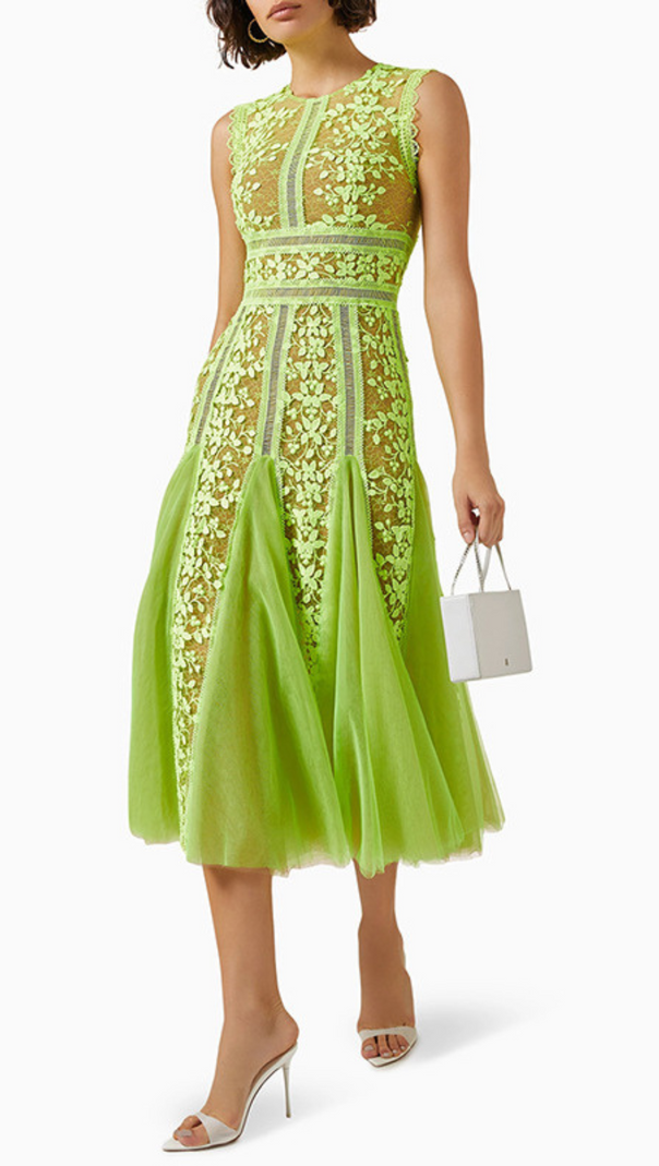 AIIZIE HEATHER EMBROIDERED LACE MIDI DRESS - product image