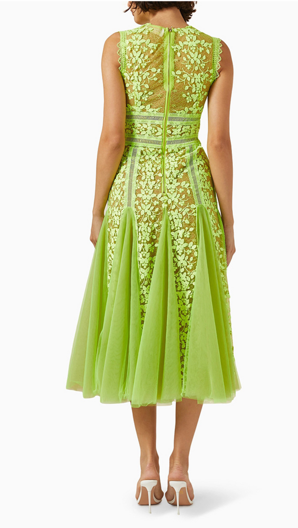 AIIZIE HEATHER EMBROIDERED LACE MIDI DRESS - product image