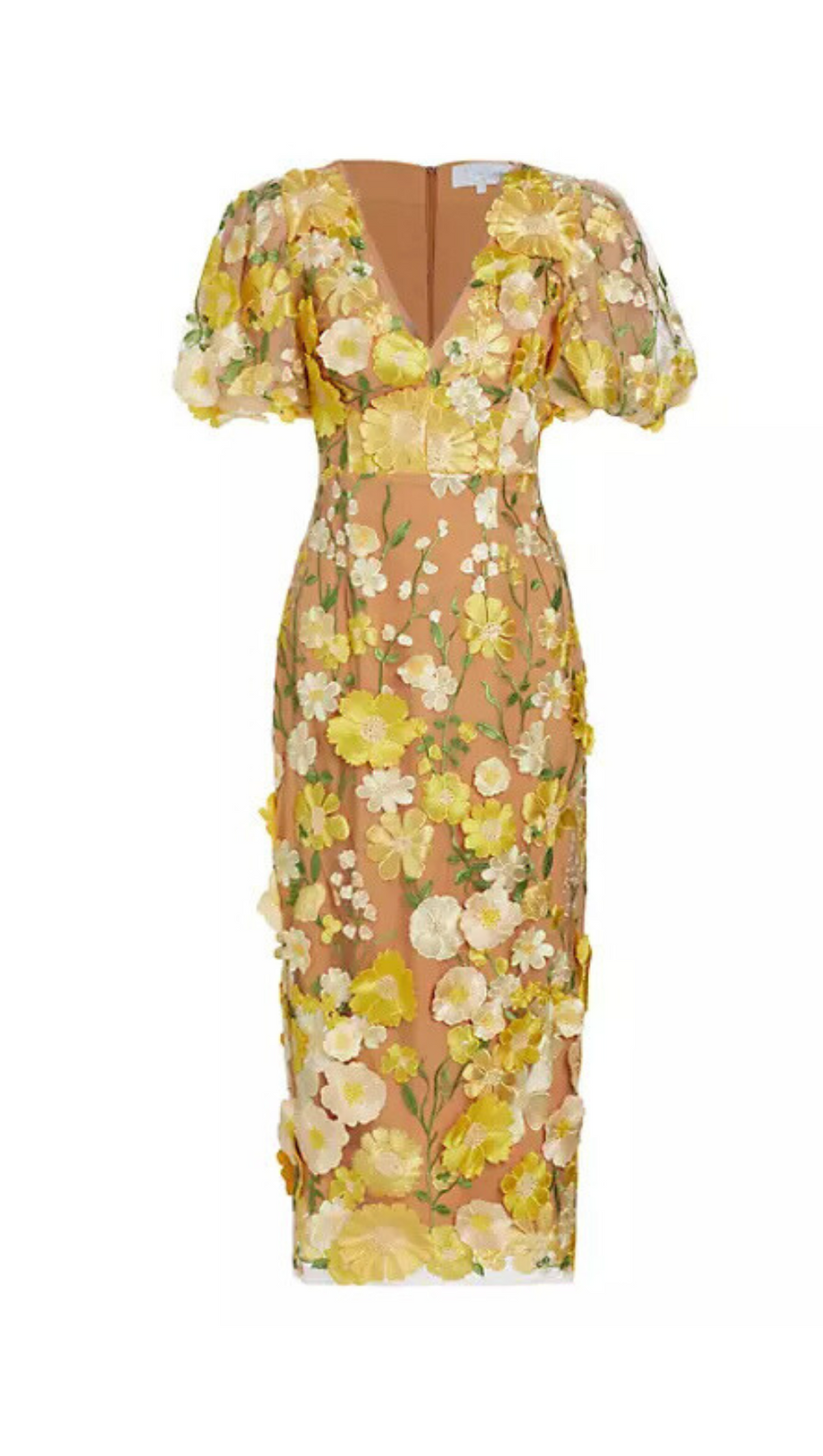 FLORAL PUFF-SLEEVE MIDI DRESS