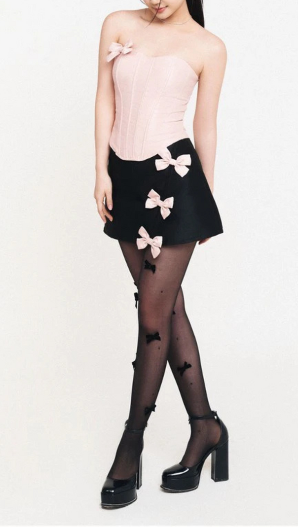 AIIZIE STRAPLESS CROP TOP WITH BOW EMBELLISHED SKIRT - product image
