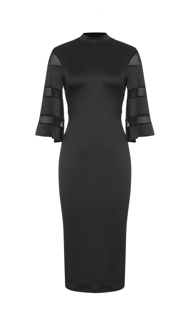 AIIZIE MESH SLEEVE SPLIT HEM FITTED DRESS - product image
