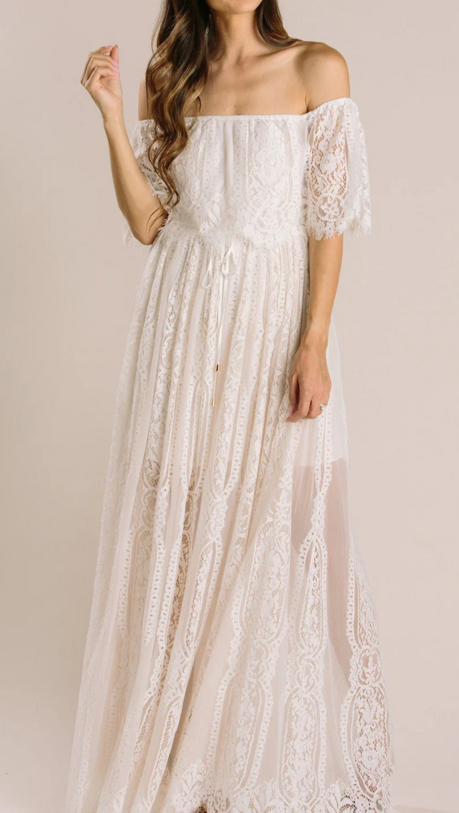 LACE OFF SHOULDER MAXI DRESS