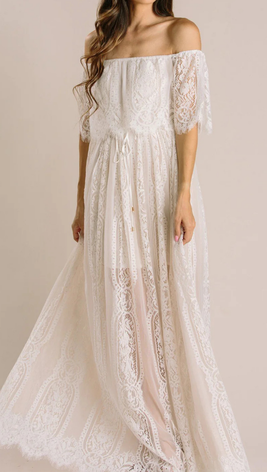 LACE OFF SHOULDER MAXI DRESS