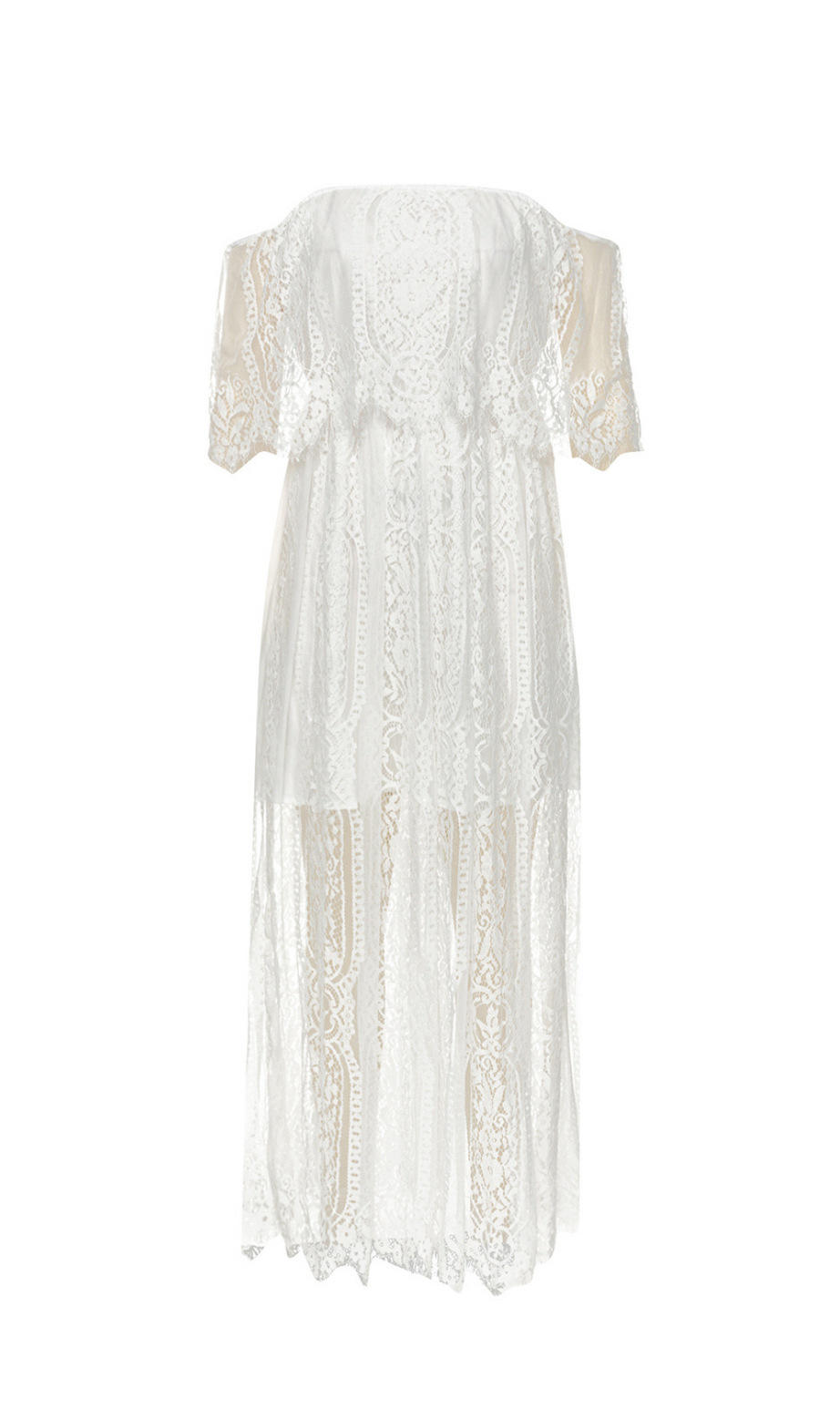 Schulterfreies Maxikleid aus Spitze 