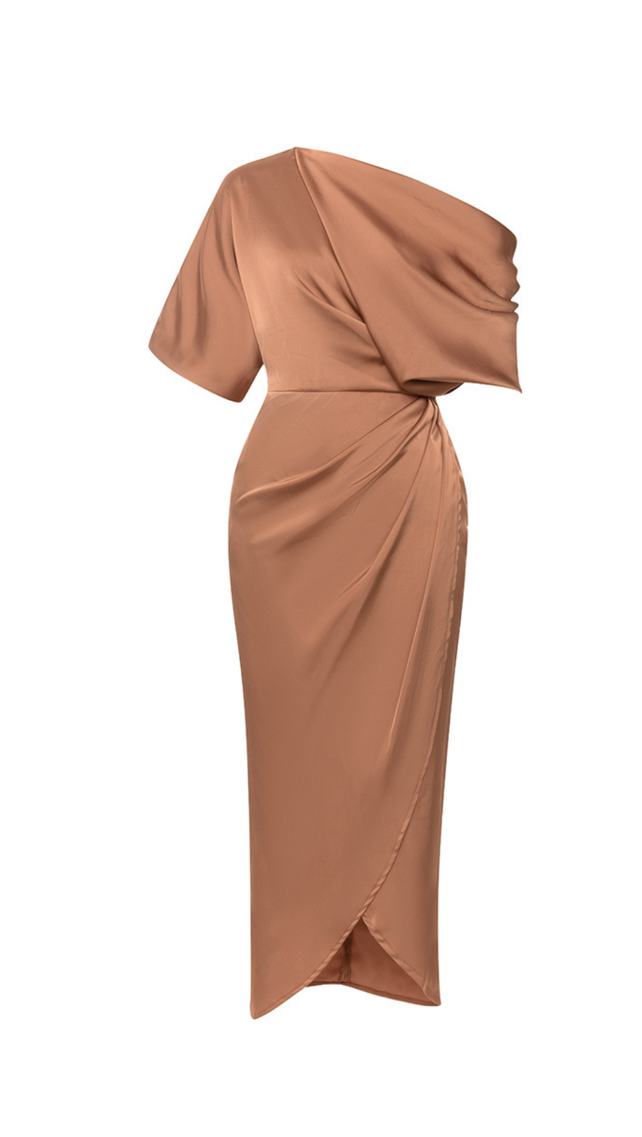 DRAPED OFF SHOULDER RUCHED MAXI DRESS