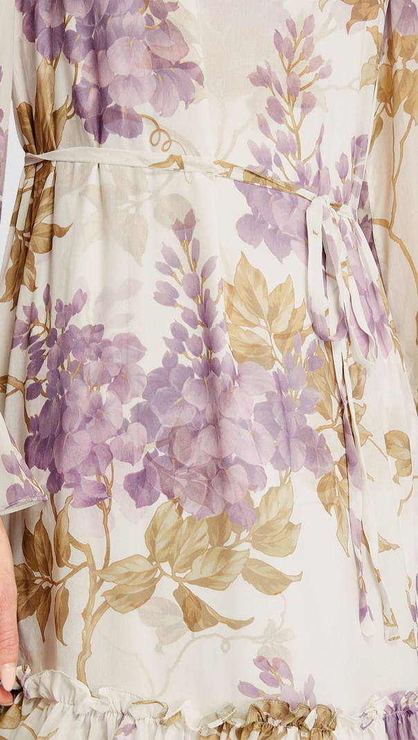 AIIZIE CHIFFON WISTERIA PRINTED MIDI DRESS - product image