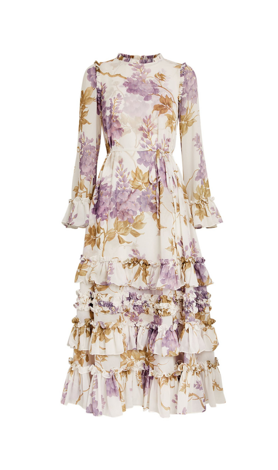 ABITO MIDI IN CHIFFON STAMPATO GLICINE 