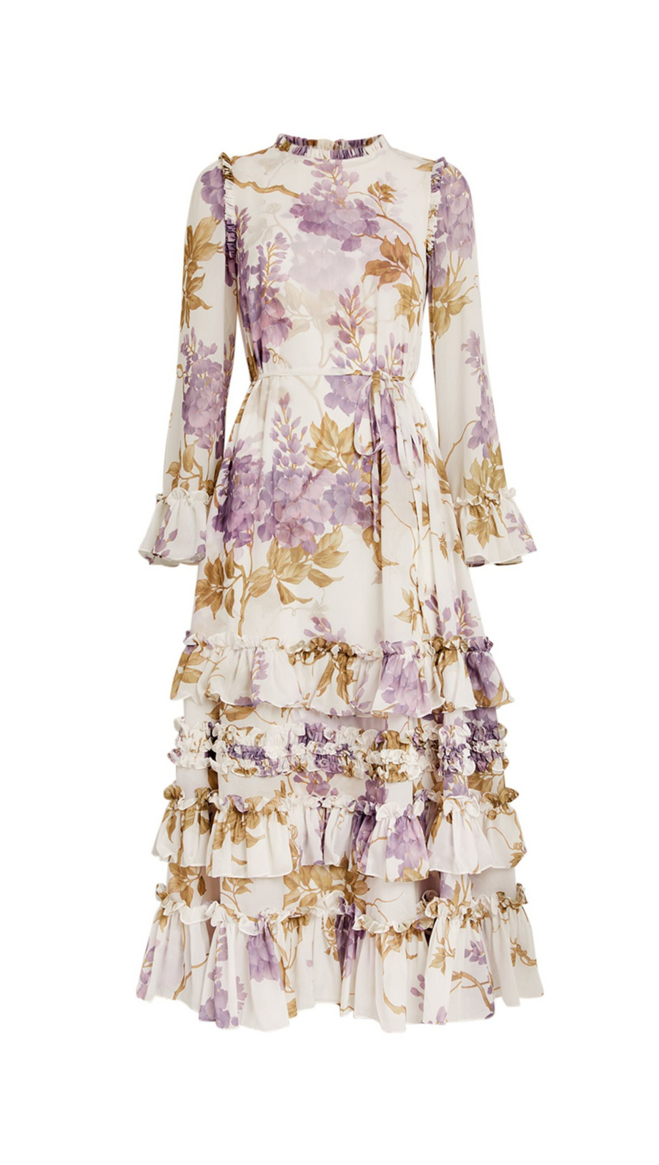 ABITO MIDI IN CHIFFON STAMPATO GLICINE 