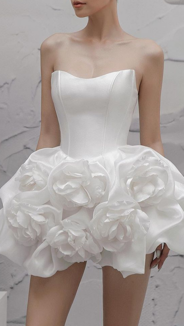 AIIZIE FLORAL-APPLIQUÉ STRAPLESS MINI DRESS - product image