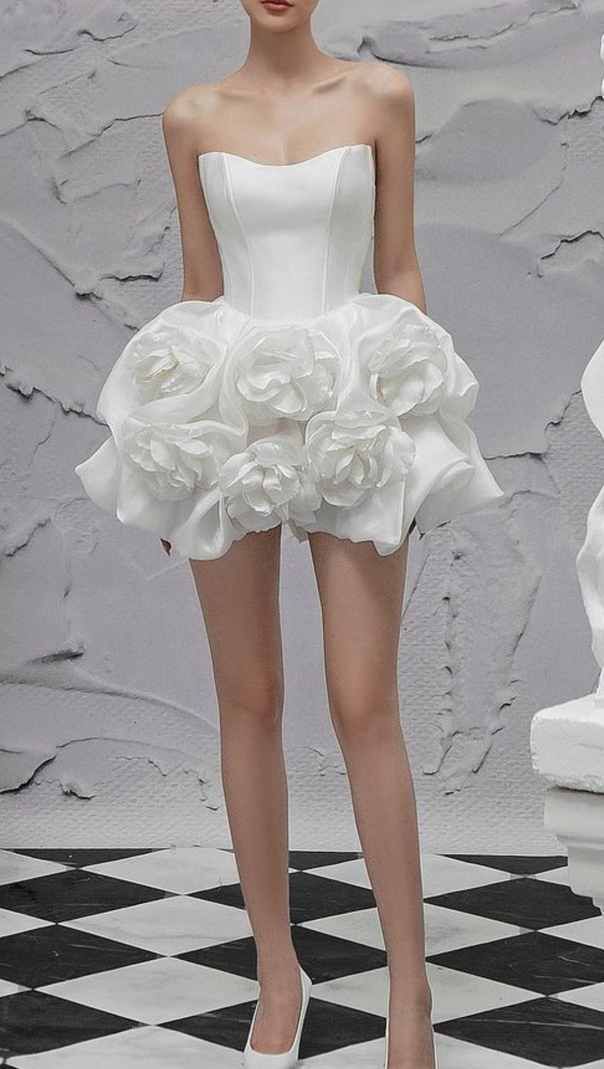 AIIZIE FLORAL-APPLIQUÉ STRAPLESS MINI DRESS - product image
