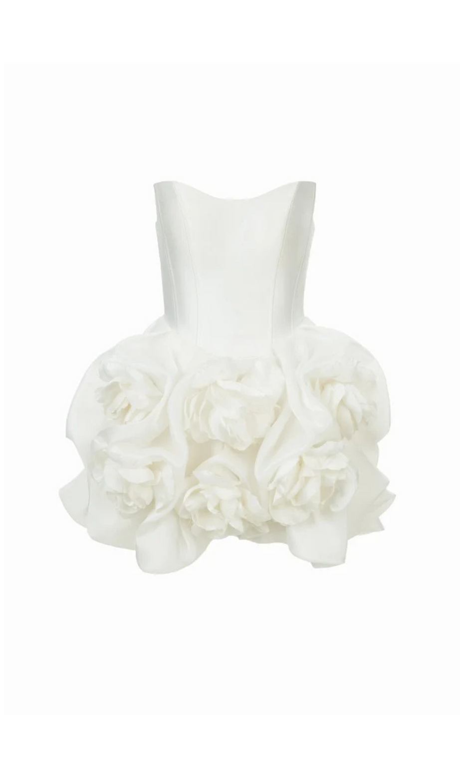 TRÄGERLOSES MINIKLEID MIT BLUMENAPPLIKATIONEN 
