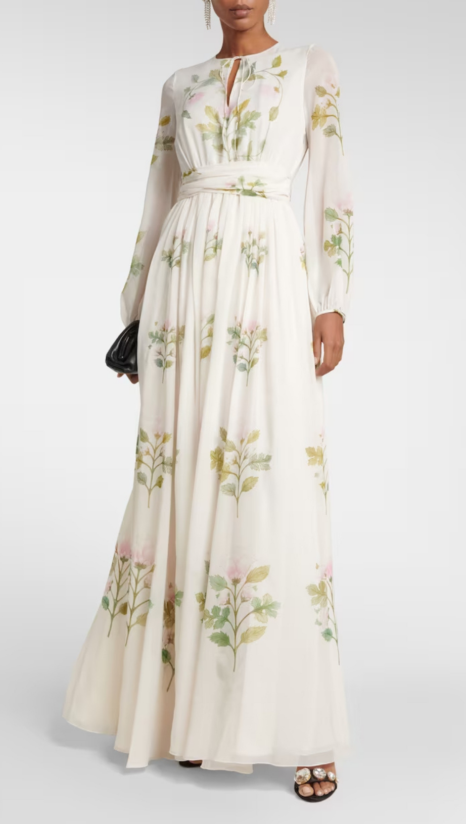 FLORAL SILK GEORGETTE MAXI DRESS