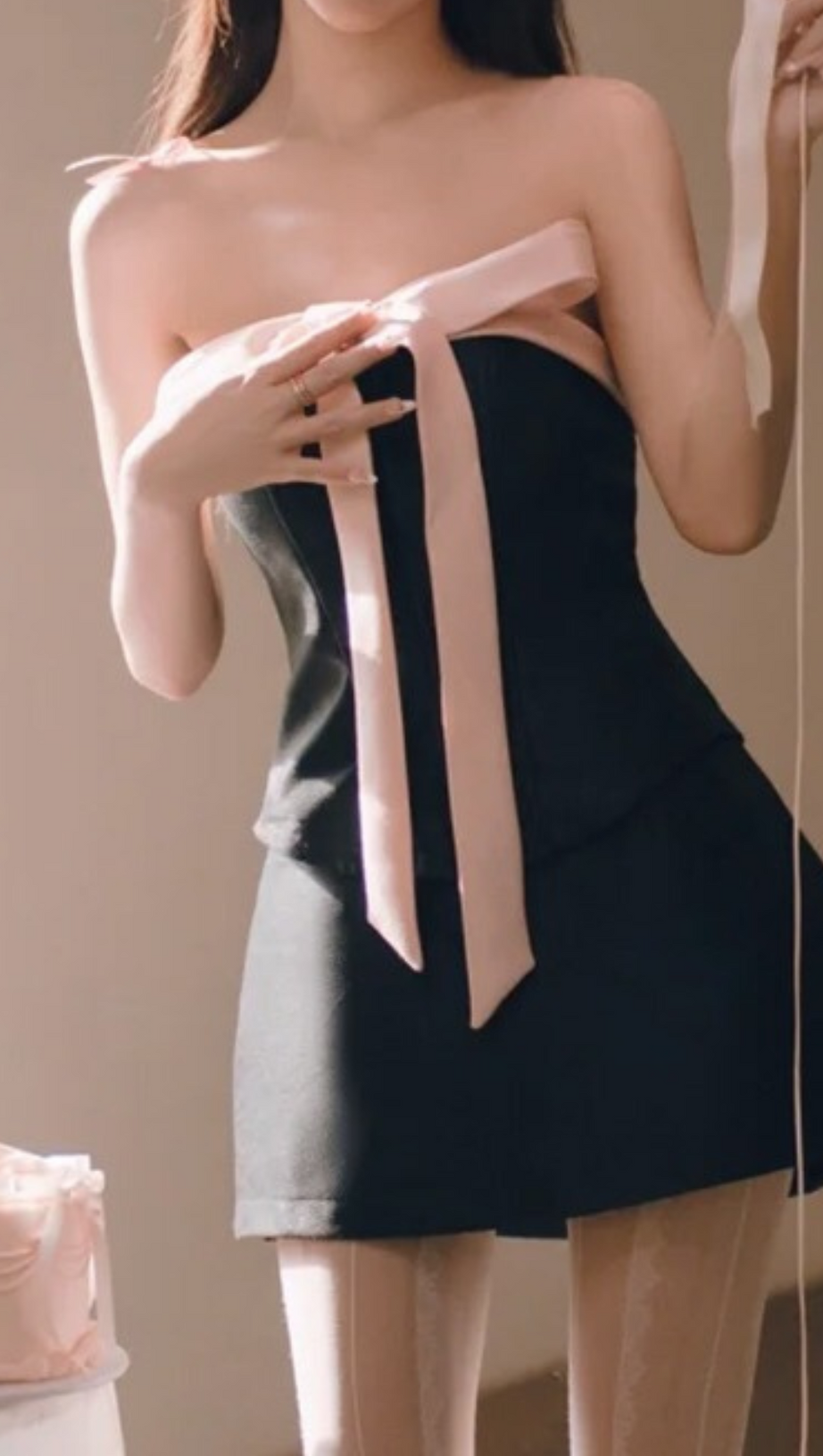 TIE EMBELLISHED BANDEAU TOP SKIRT SUIT