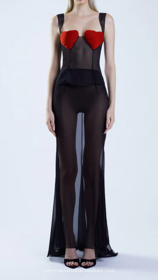 AIIZIE HEART SHAPE EMBELLISHED FISHTAIL MAXI DRESS - product image