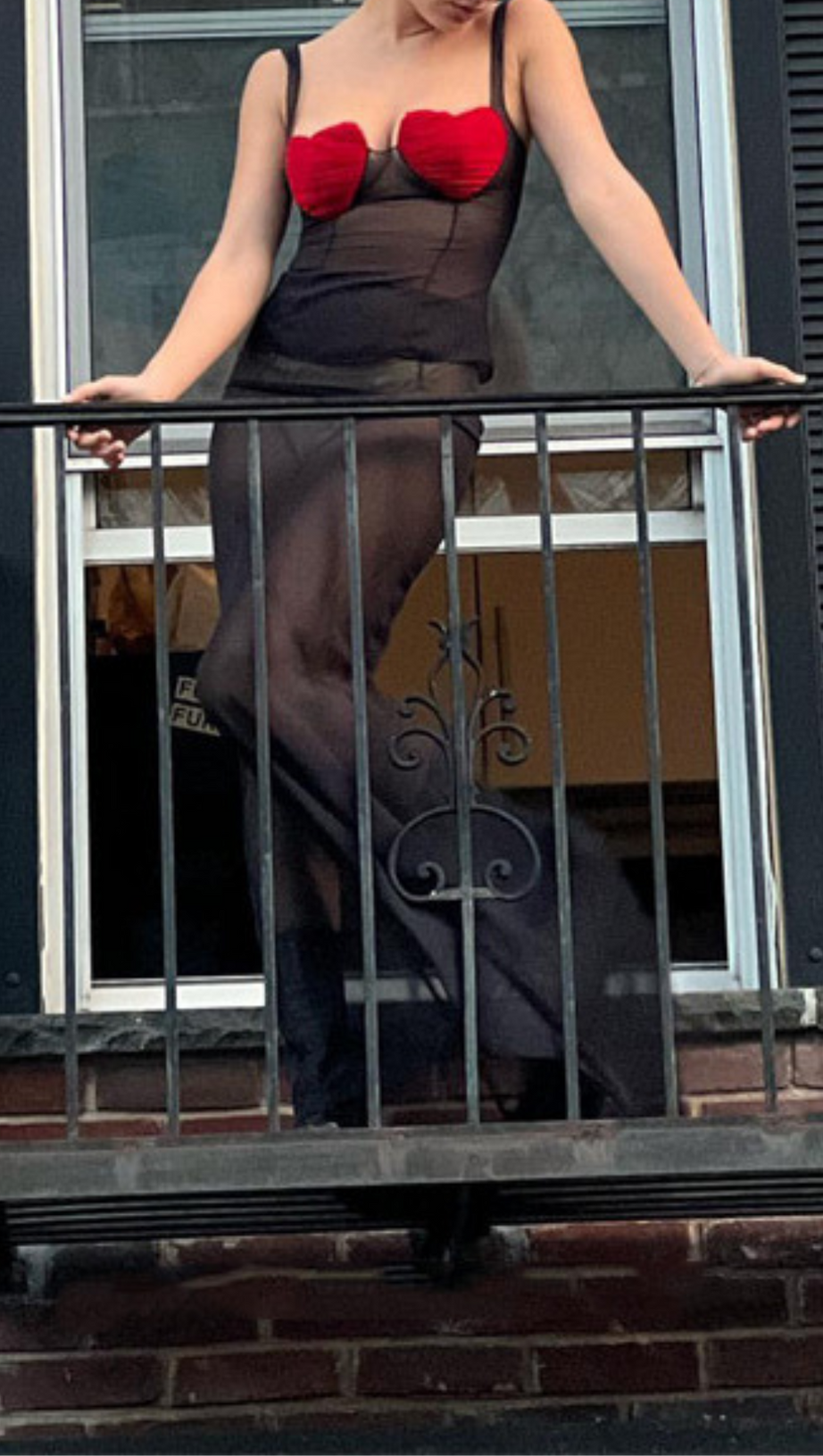 HEART SHAPE EMBELLISHED FISHTAIL MAXI DRESS