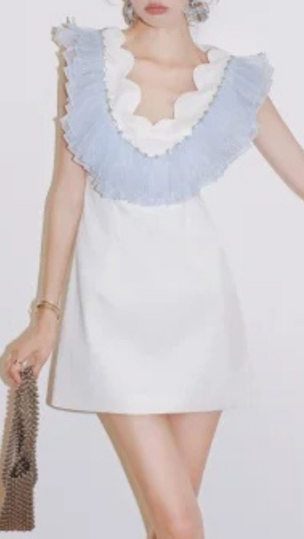 AIIZIE RUFFLE BEADING V-NECK MINI DRESS - product image
