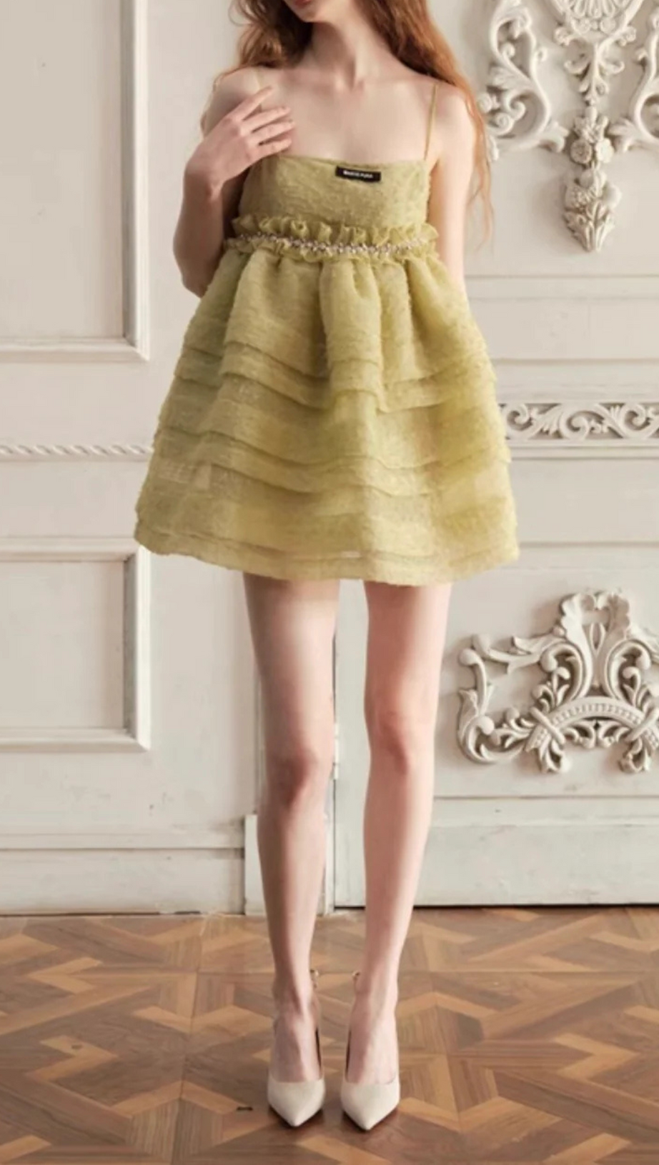 GEEEN TEXTURED CAMISOLE MINI DRESS