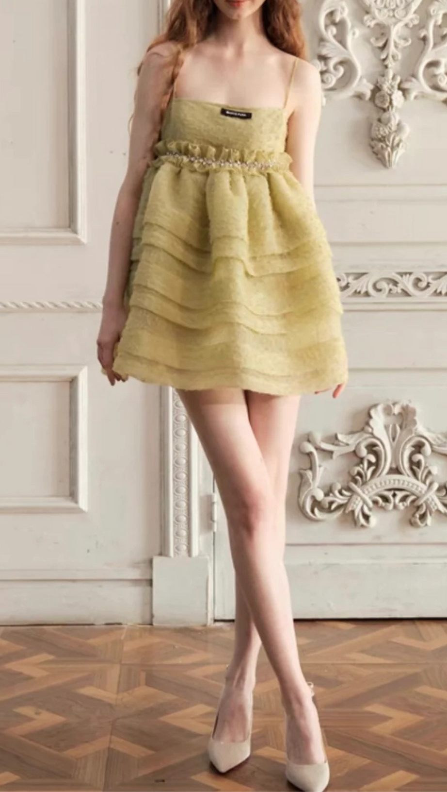 GEEEN TEXTURED CAMISOLE MINI DRESS