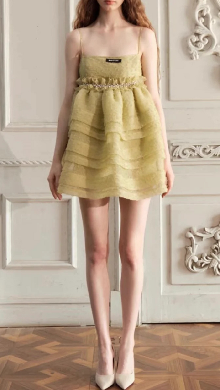 GEEEN TEXTURED CAMISOLE MINI DRESS