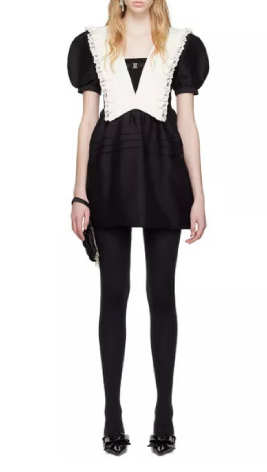 RUFFLES V-NECK CUTOUT MINI DRESS