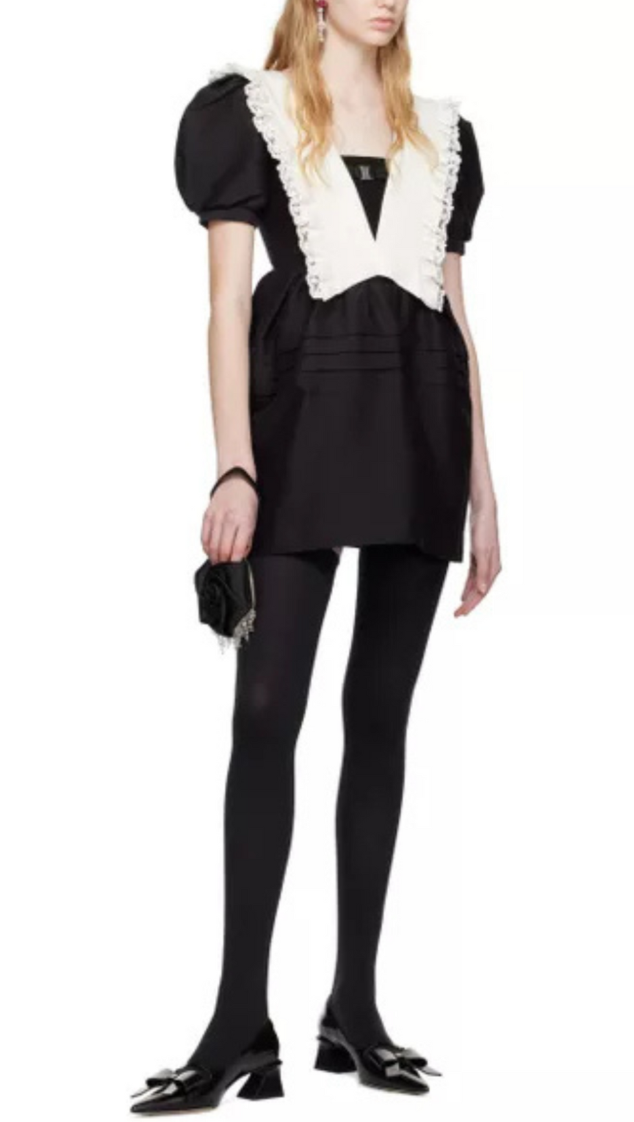 RUFFLES V-NECK CUTOUT MINI DRESS