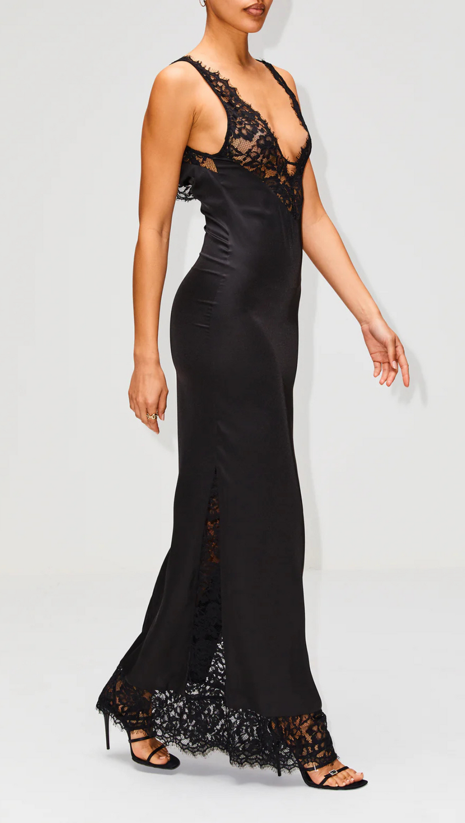 LACE-TRIM V-NECK SLIP DRESS