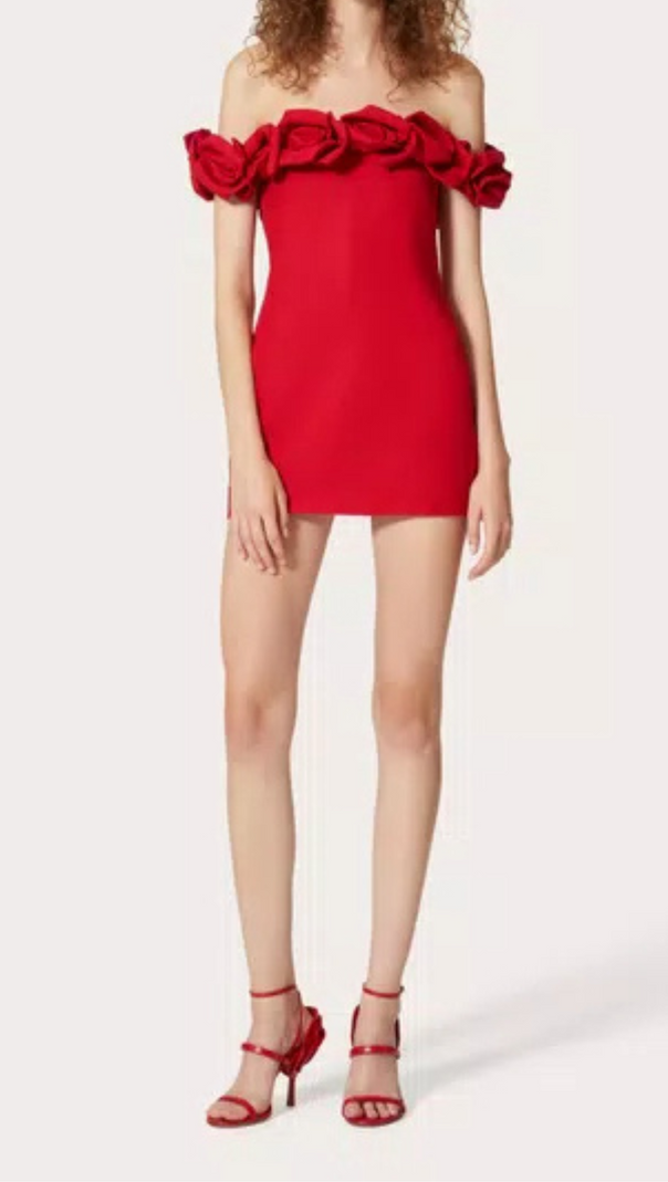 AIIZIE FLORAL EMBELLISHED CREPE MINI DRESS - product image